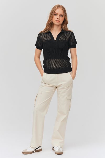 Polo en tricot ajouré