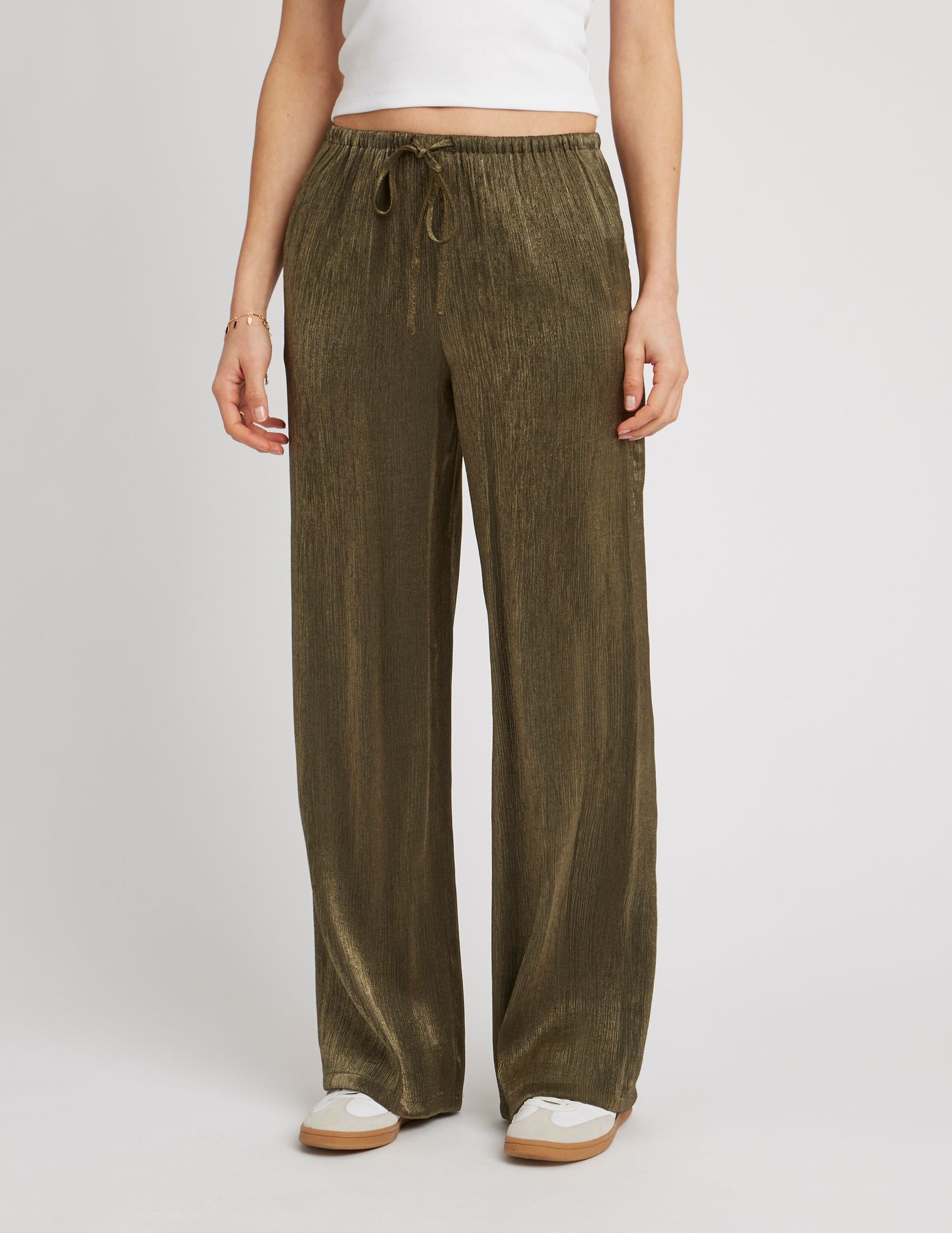 Pantalon satin plissé