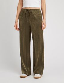 Pantalon satin plissé