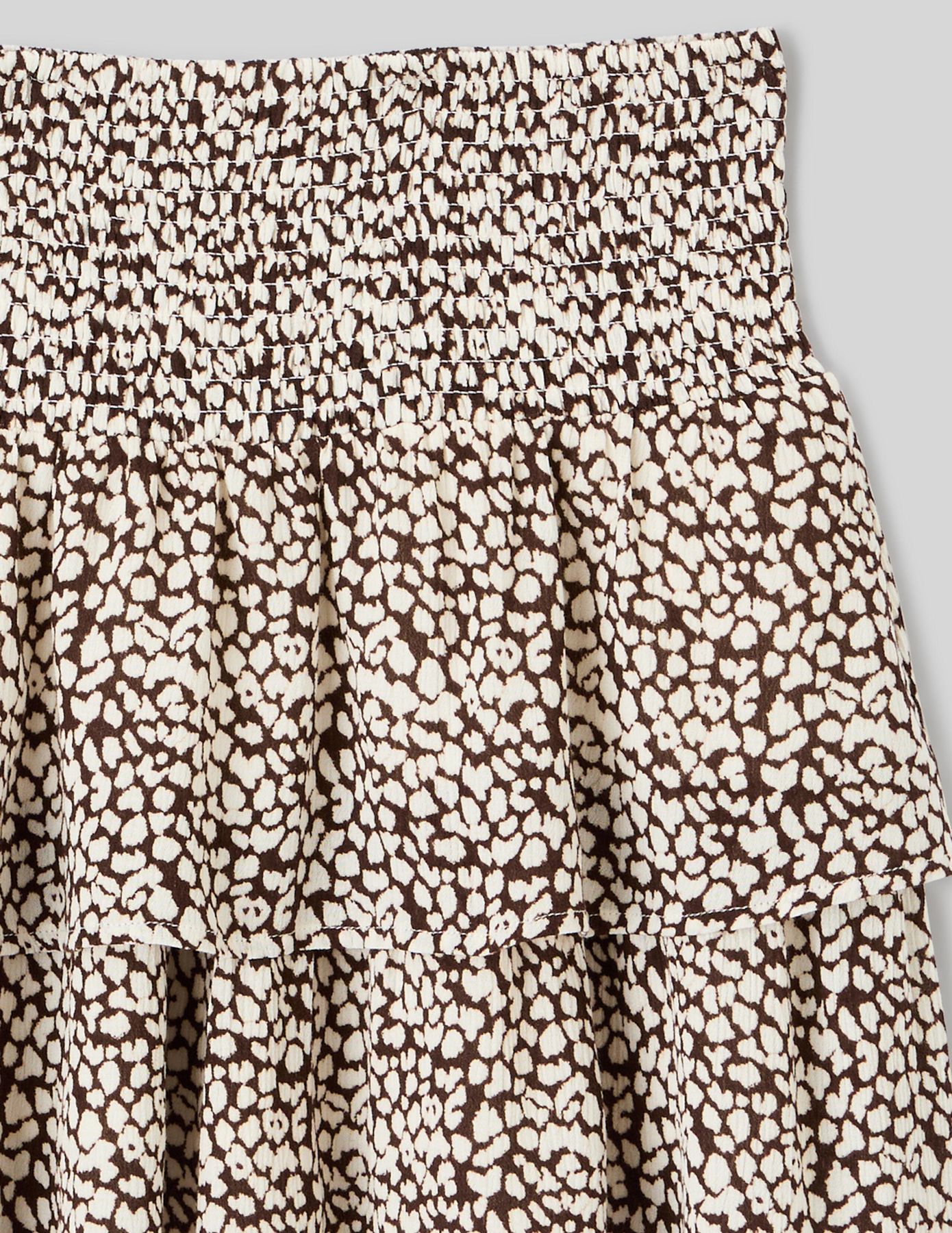 Jupe courte imprim&eacute;e &agrave; volants