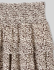 Jupe courte imprim&eacute;e &agrave; volants