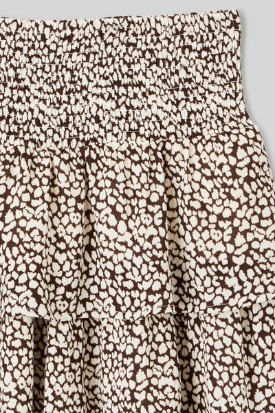 Jupe courte imprim&eacute;e &agrave; volants