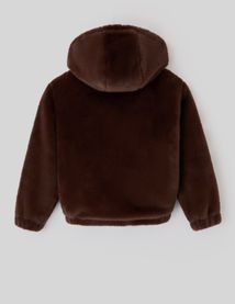 Blouson matière duveteuse col capuche