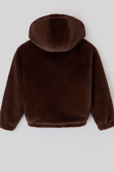 Blouson matière duveteuse col capuche
