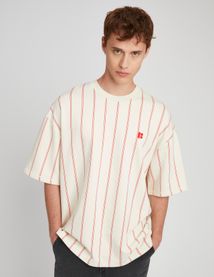 T-shirt broderie poitrine rayé