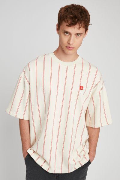 T-shirt broderie poitrine rayé