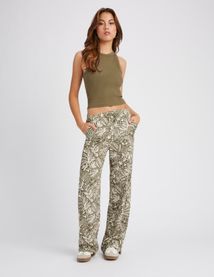 Pantalon fluide droit imprimé