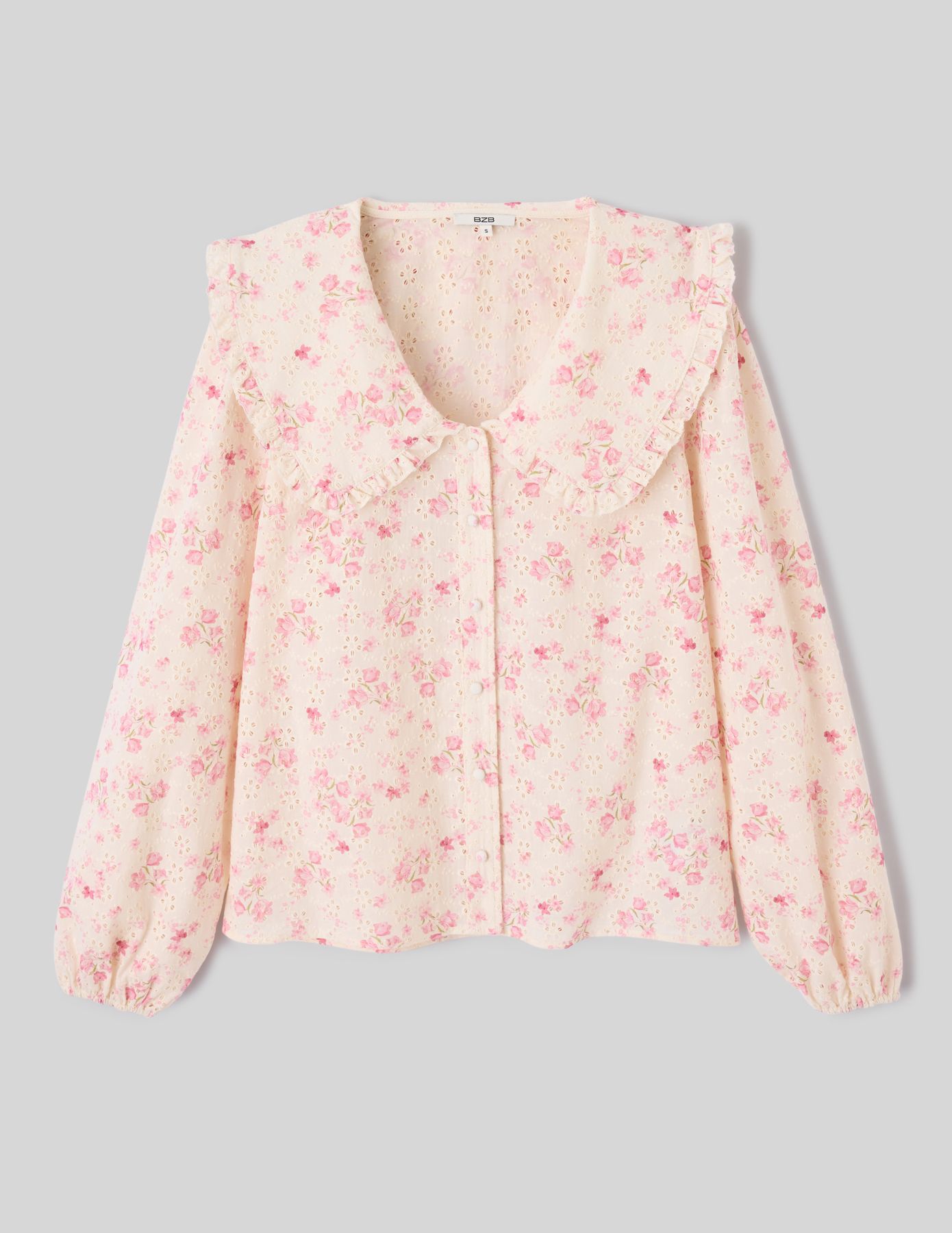 Chemise en broderie anglaise &agrave; imprim&eacute; fleuri