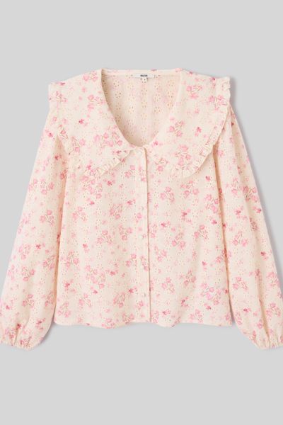Chemise en broderie anglaise &agrave; imprim&eacute; fleuri