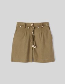 Short en lin avec ceinture
