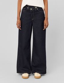 Jean wide leg ceinture asym&eacute;trique