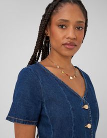 Robe denim boutonn&eacute;e