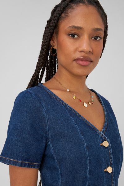 Robe denim boutonn&eacute;e