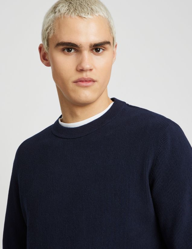 Pull col rond maille côtelée