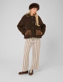 Veste en sherpa d&eacute;tails su&eacute;dine