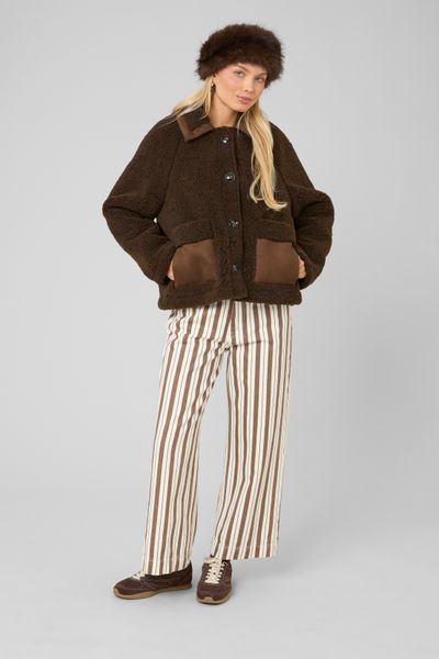 Veste en sherpa d&eacute;tails su&eacute;dine