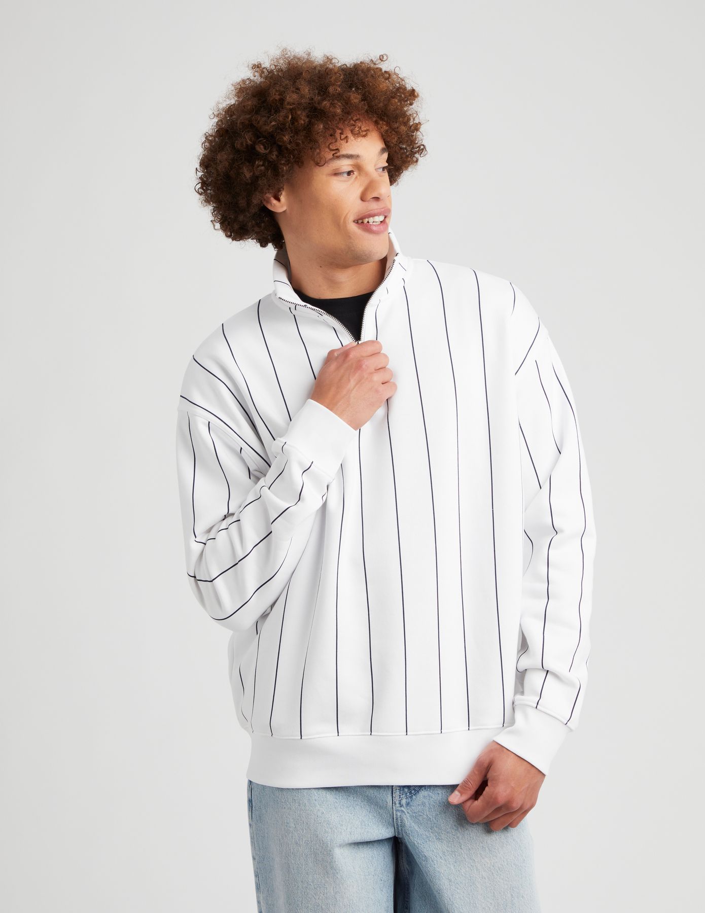 Sweat col montant rayures