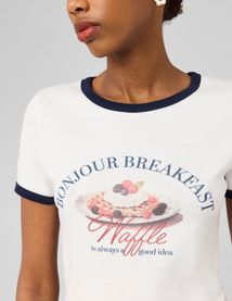 T-shirt imprim&eacute; &agrave; bords contrast&eacute;s