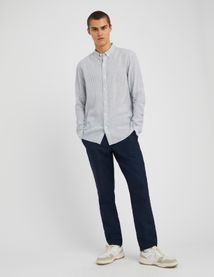 Chemise rayée droite en lin