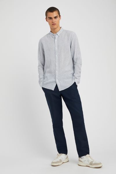 Chemise rayée droite en lin