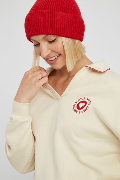 Sweat col polo brodé
