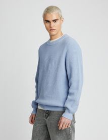 Pull col rond matière fantaisie