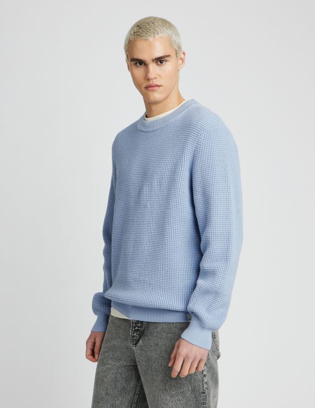 Pull col rond matière fantaisie