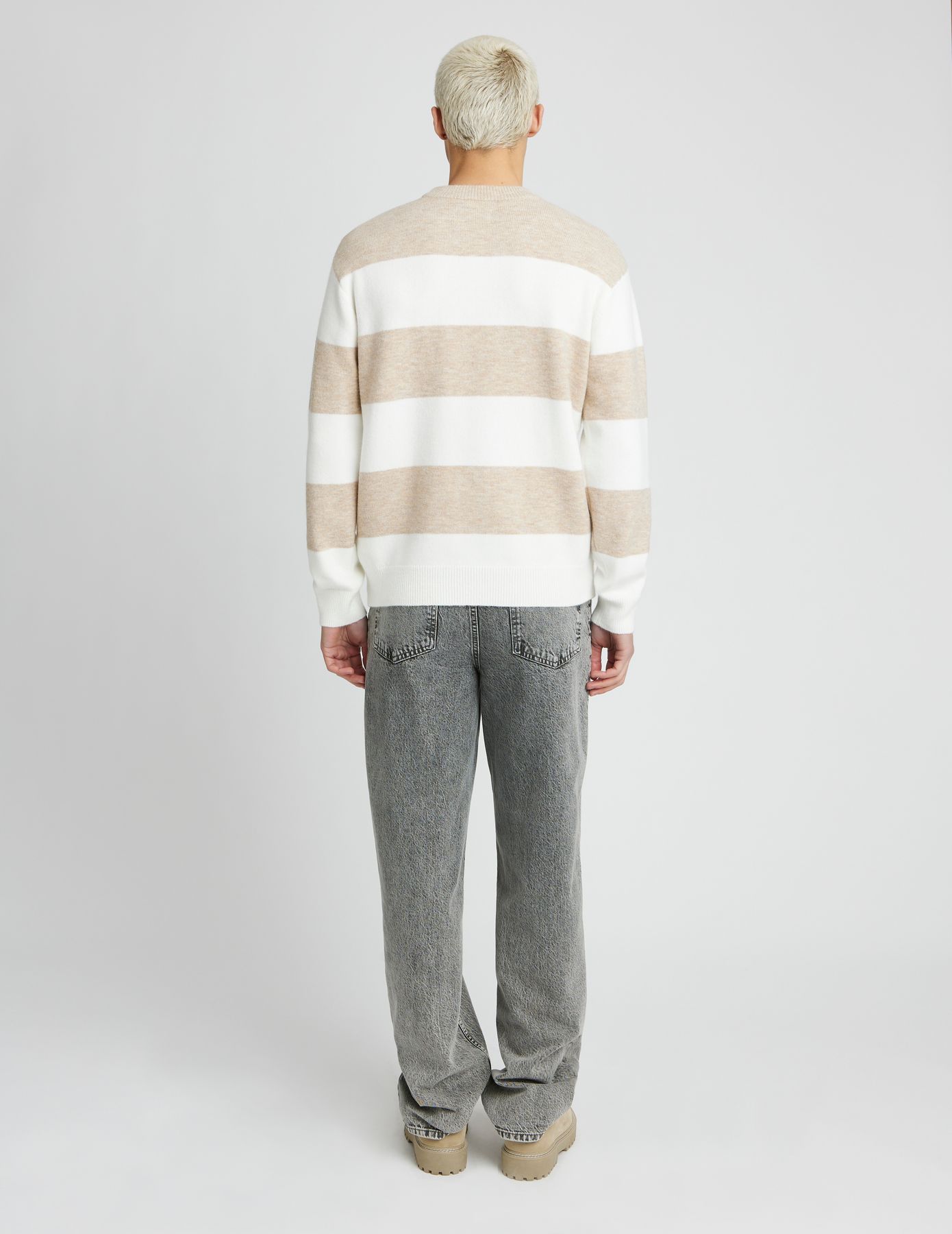 Pull col rond maxi rayures
