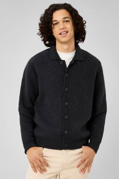 Cardigan boutonn&eacute; col polo