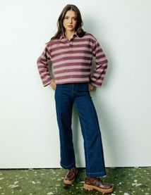 Jean wide leg pli permanent