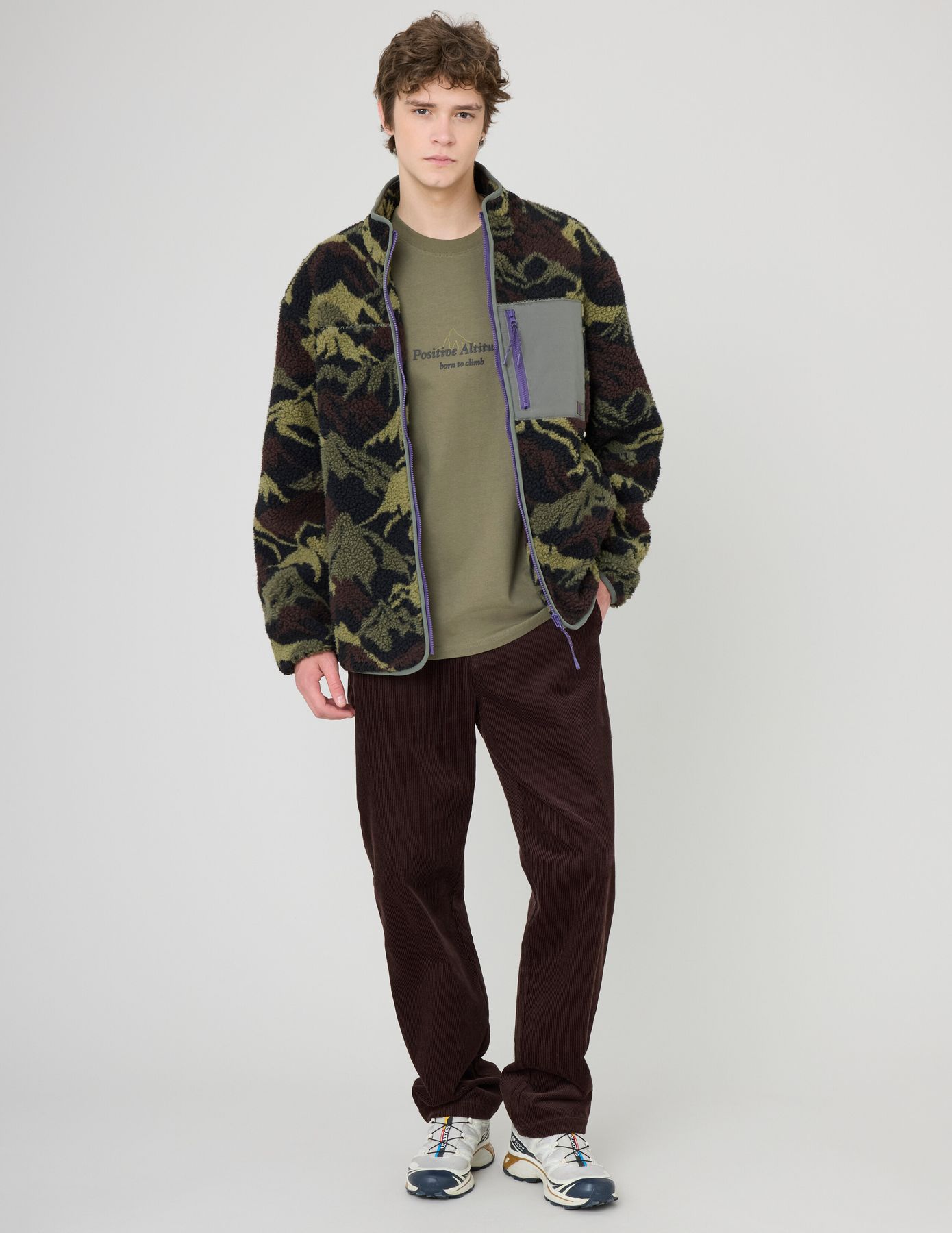 Blouson zipp&eacute; imprim&eacute; sherpa