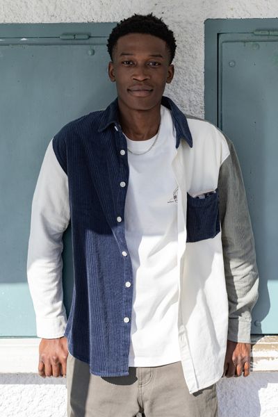 Surchemise en velours  colorblock