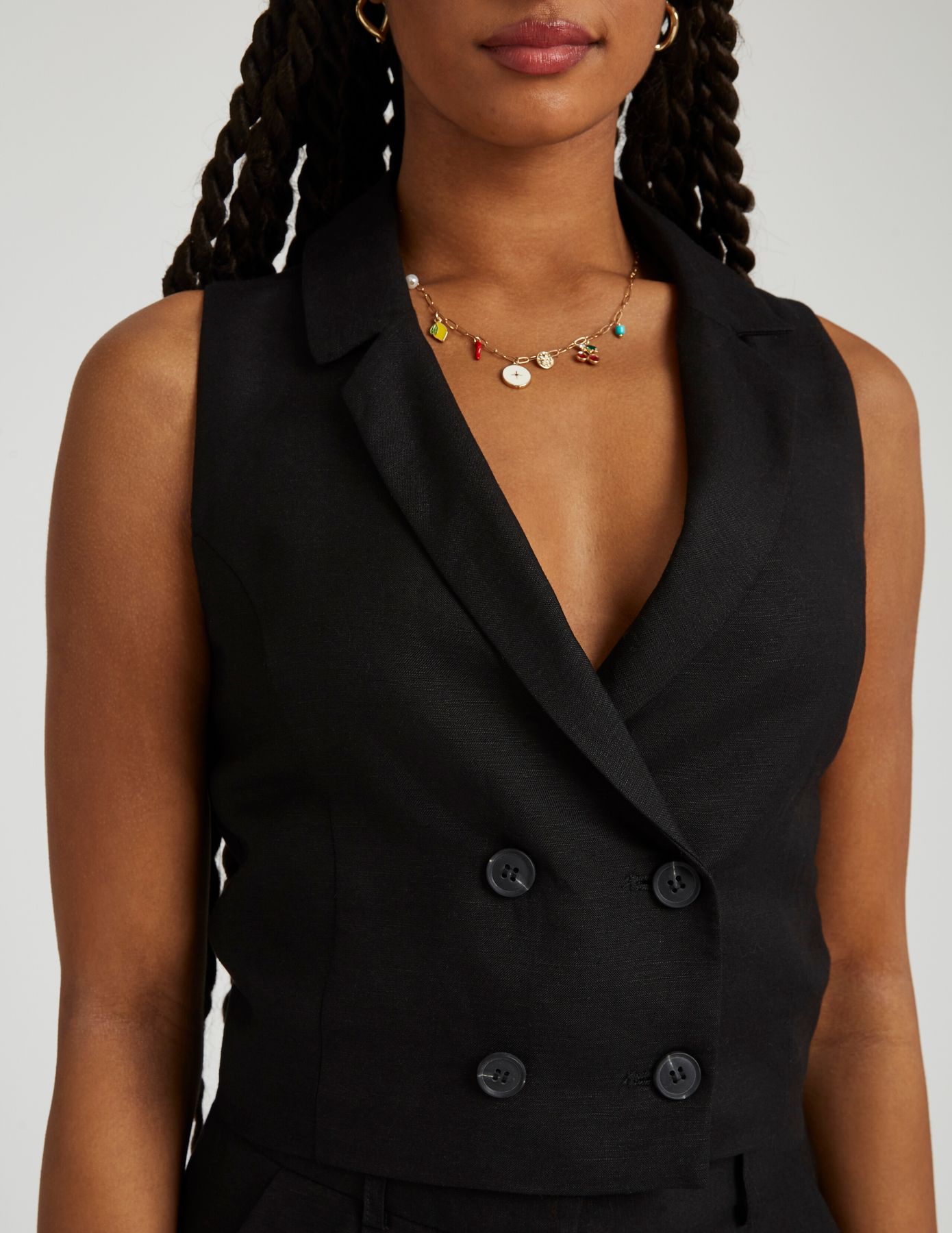 Gilet de costume uni en lin