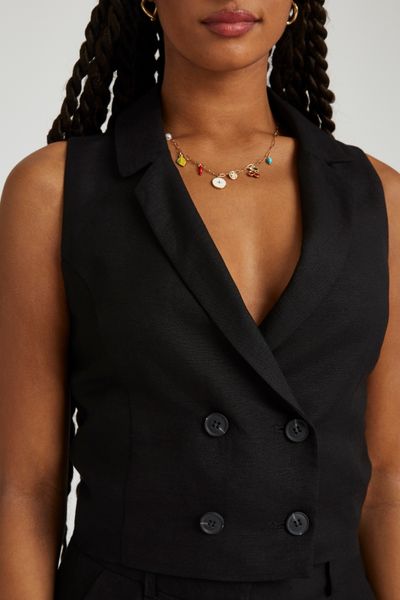 Gilet de costume uni en lin