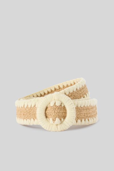 Ceinture en paille et boucle ronde