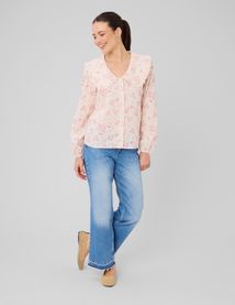 Chemise en broderie anglaise &agrave; imprim&eacute; fleuri