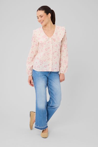 Chemise en broderie anglaise &agrave; imprim&eacute; fleuri