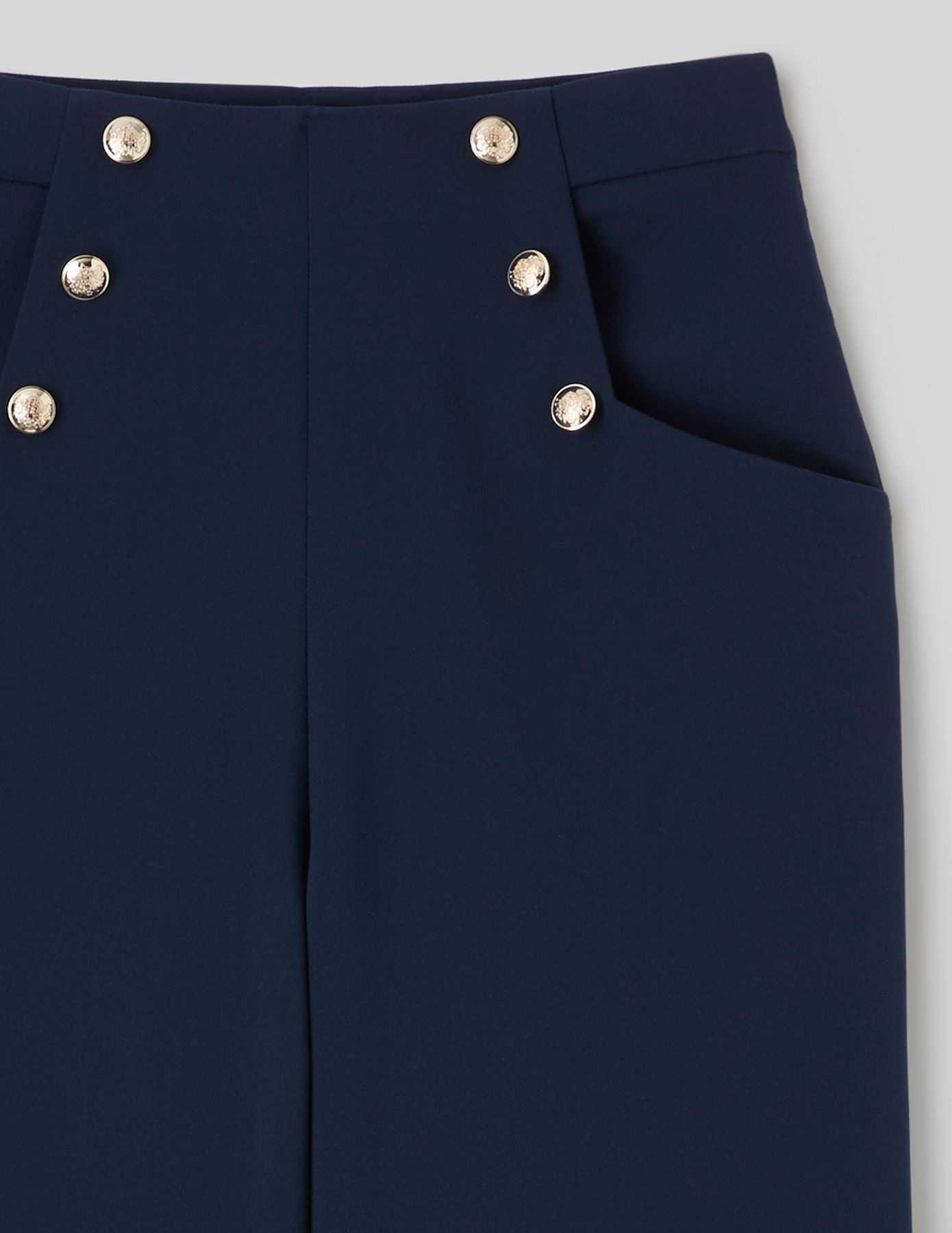 Pantalon taille haute &agrave; pont