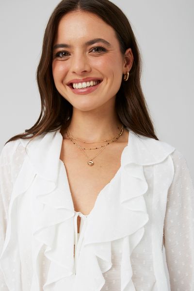 Blouse plumetis à volants