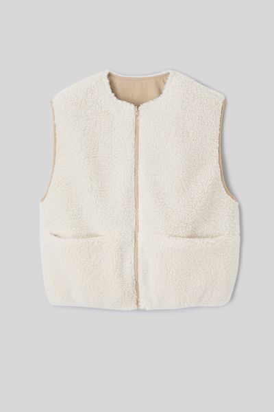 Gilet r&eacute;versible sans manches sherpa