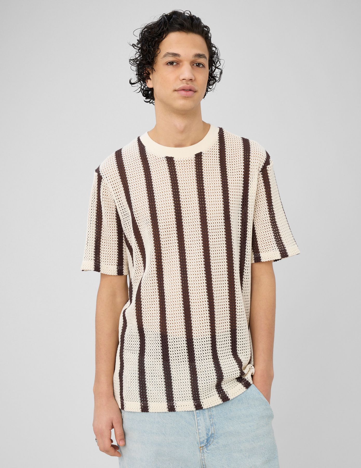 T-shirt tricot &agrave; rayures