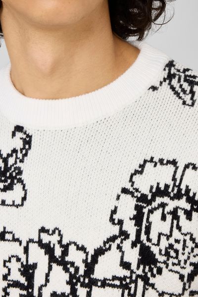 Pull jacquard fleurs