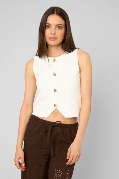 Top sans manches boutonn&eacute;