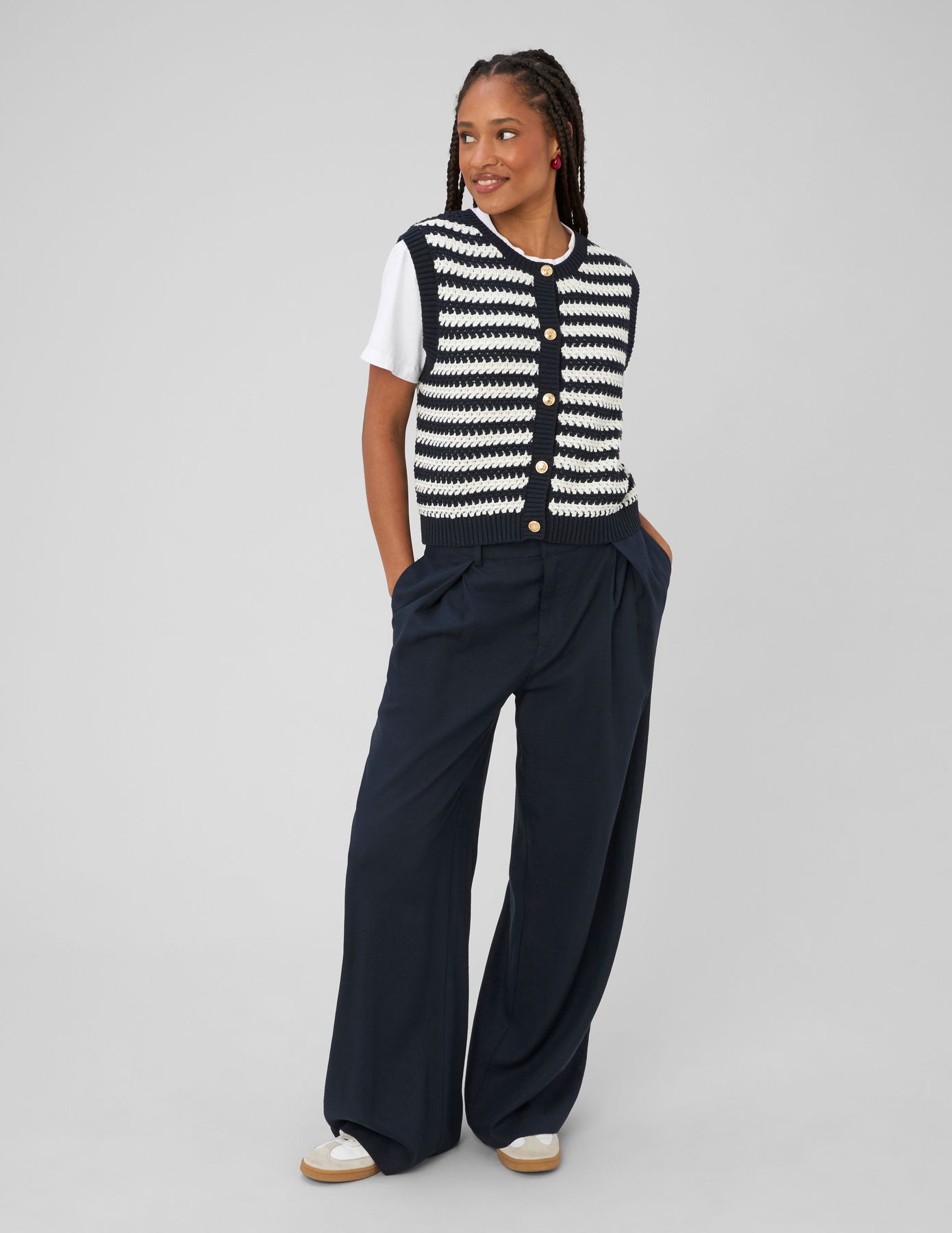 Pantalon large &agrave; pinces