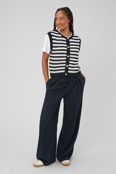 Pantalon large &agrave; pinces