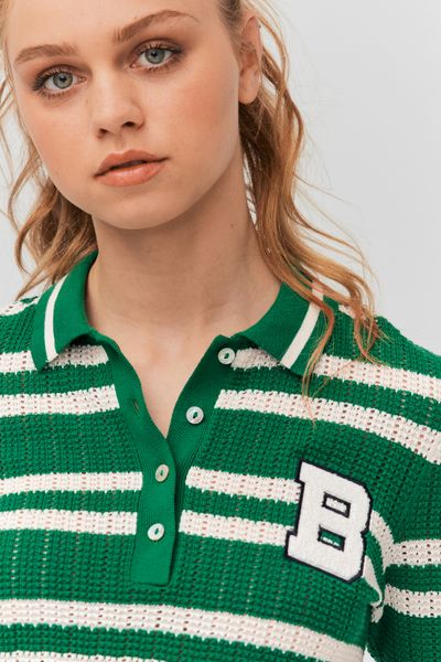 Polo ajouré rayé