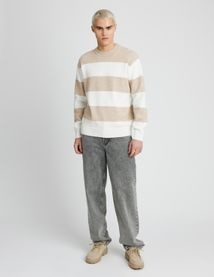 Pull col rond maxi rayures