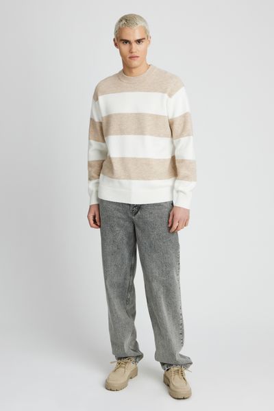 Pull col rond maxi rayures