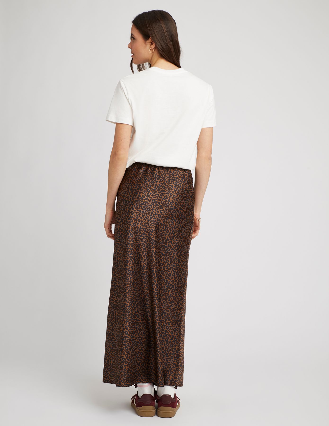 Jupe longue satin léopard