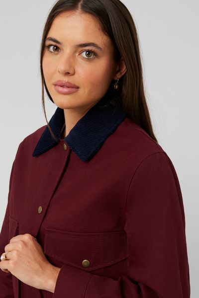 Veste en twill col velours